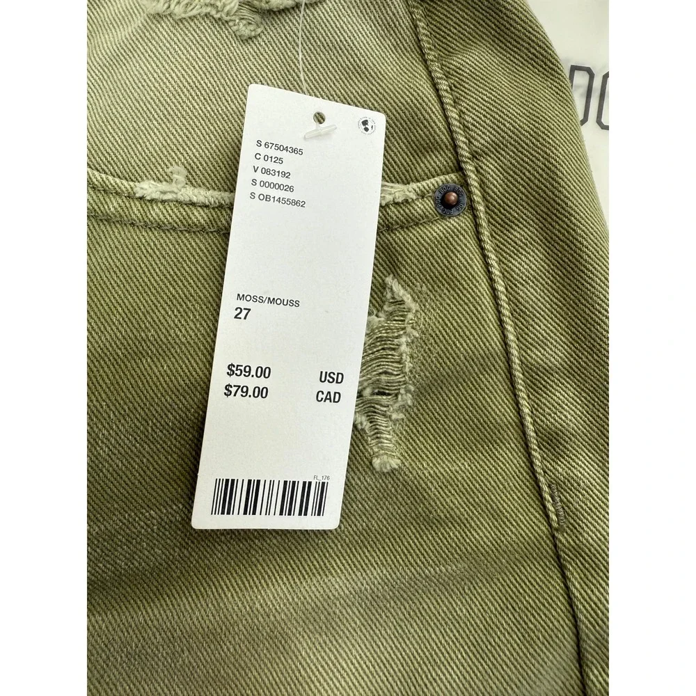 NWT BDG Dropped Waist Destroy Short Moss Green 27 Olive‎ Army